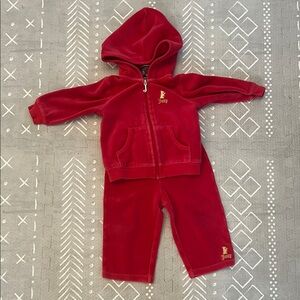 Juicy Couture Red Velour Baby Set